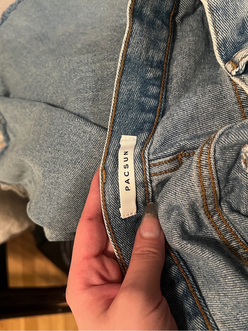 High-Rise Distressed Denim Shorts - Light Blue - Picture 4 of 5